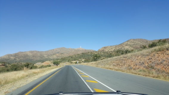Communication tower high above the road to Keetmanshoop.